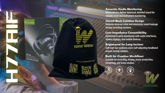 Alt view image 3 of 5 - Tone weal H77AIF Semi-Professional Studio Monitoring Headphones