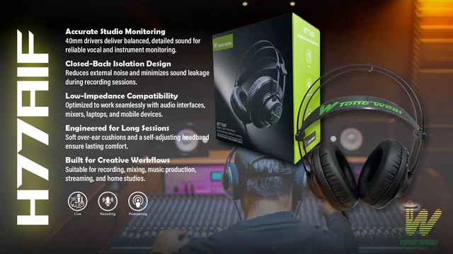 Alt view image 4 of 5 - Tone weal H77AIF Semi-Professional Studio Monitoring Headphones