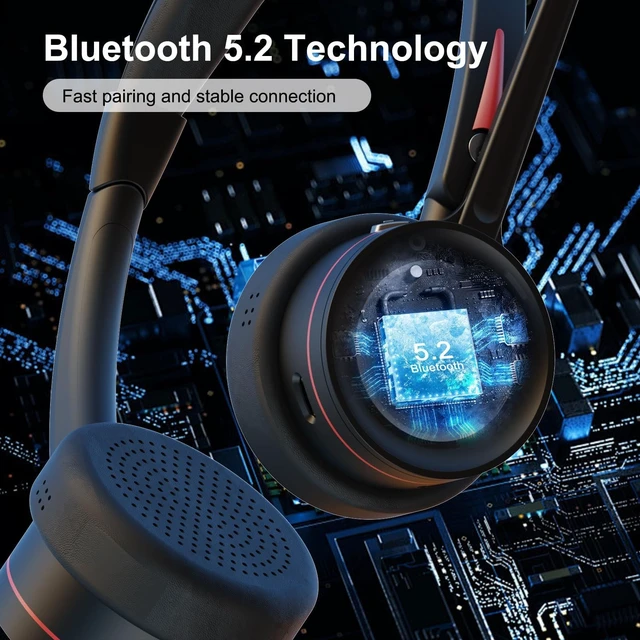 Alt view image 5 of 5 - Beebang Bluetooth Headset with Microphone & Mute Button, 40H Working Time, Noise Canceling Wireless Headset with USB Adapter for PC Work Office Laptop Teams Conference Meeting Call Center