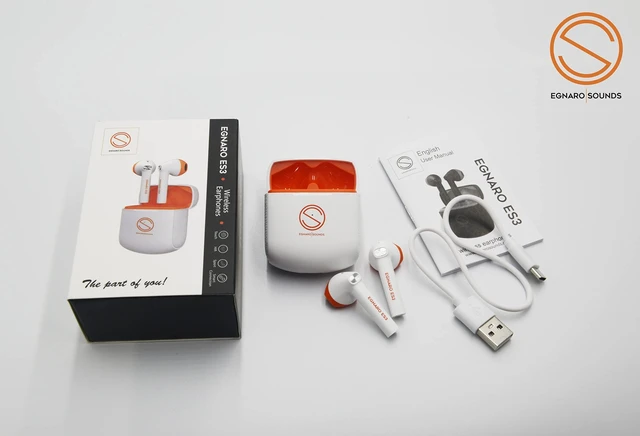 Alt view image 2 of 5 - EGNARO ES3 True Wireless Stereo Earbuds, Bluetooth 5.1 Earphones, Touch Controls with Microphone, Color White