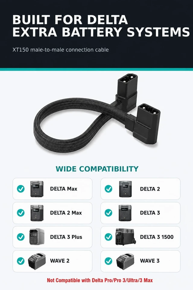 Alt view image 2 of 5 - Extra Battery Connection Cable for EcoFlow Delta Max 2/3 Extra Battery