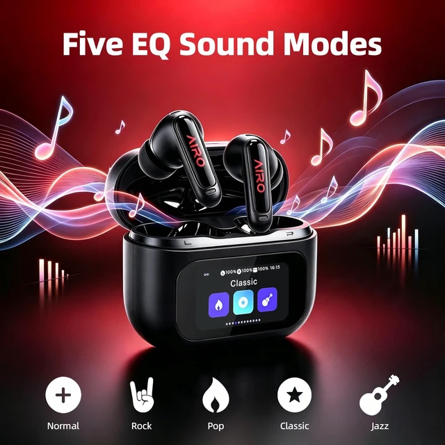 Alt view image 2 of 5 - AIRO Duo Touch Screen Wireless Earbuds, Bluetooth 5.4 ANC in-Ear Headphones