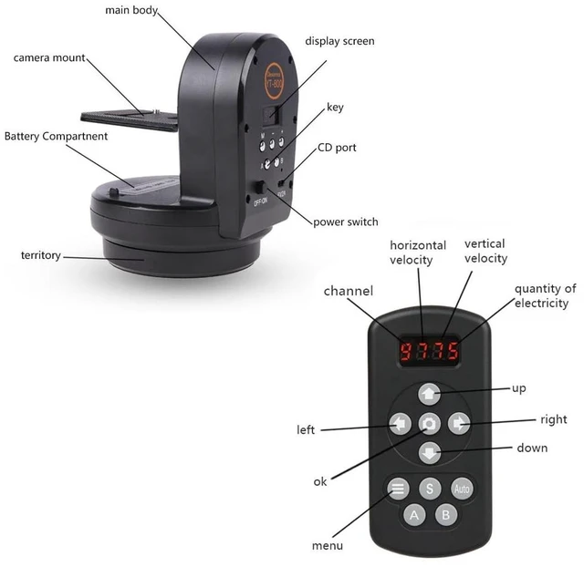 Alt view image 3 of 5 - Venidice YT-800 Remote Control Pan Tilt Head, Automatic Motorized Rotating Panoramic Head for Smartphones/DSLR Cameras/Action Cameras (Limited Weight Under 1kg)