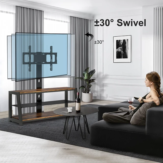 Alt view image 5 of 5 - Meihua Wood Entertainment Center TV Stand Console with Swivel Mount for 32-65 inch Flat Panel&Curved Screen TV, Height Adjustable Entertainment Stand with Cable Management