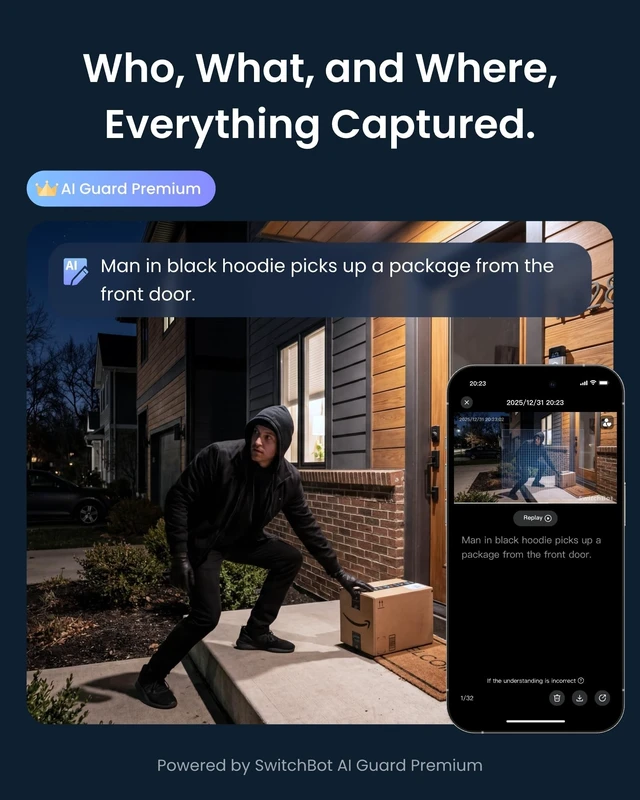 Alt view image 2 of 5 - SwitchBot 3K PTZ Outdoor Security Camera, AI Video Search, Scene Alert & Daily Activity Report, 360 Auto Tracking, 5MP, 2.4GHz WiFi, Compatible with Alexa, Google, HA Through RTSP