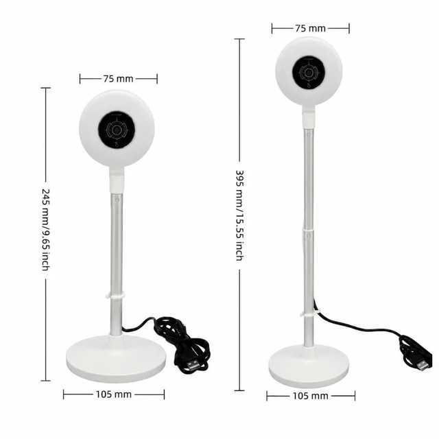 Alt view image 2 of 5 - Anu Limen & Phone Holder, 1080P Built in Microphone Autofocus Multifunctional 3 Adjustable Light Modes Retractable Pole USB Webcam for Online Course(White)