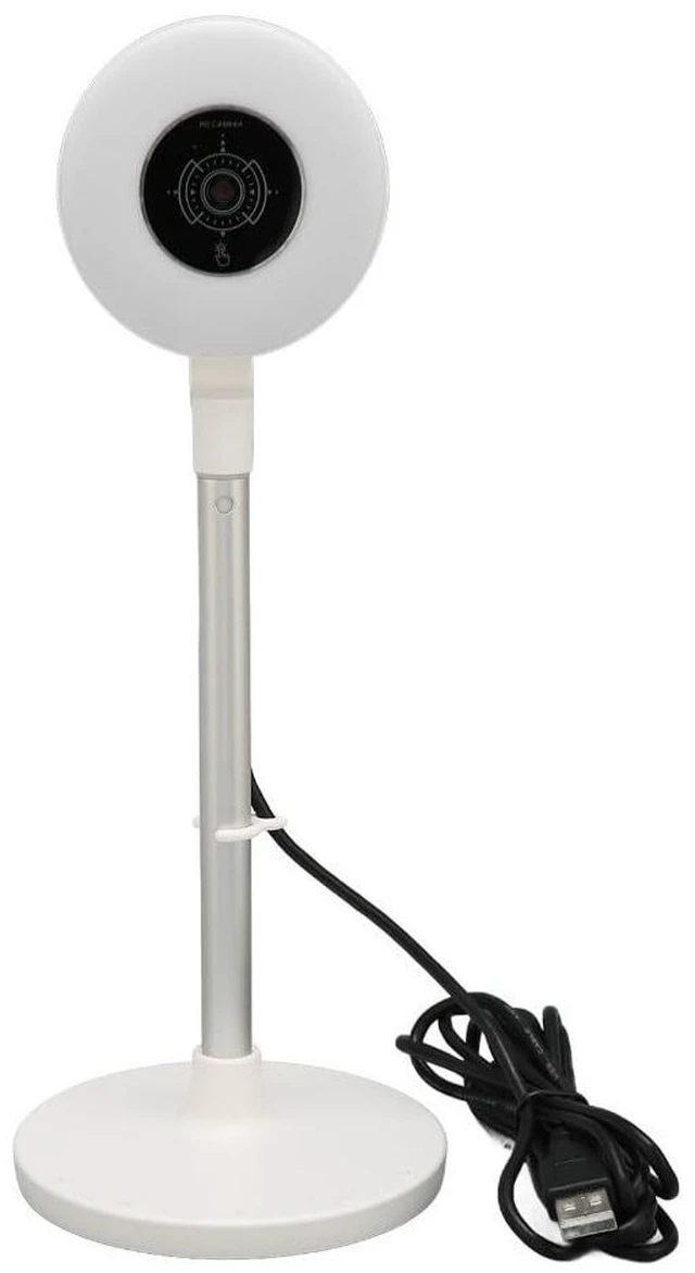 Main image of Anu Limen & Phone Holder, 1080P Built in Microphone Autofocus Multifunctional 3 Adjustable Light Modes Retractable Pole USB Webcam for Online Course(White)