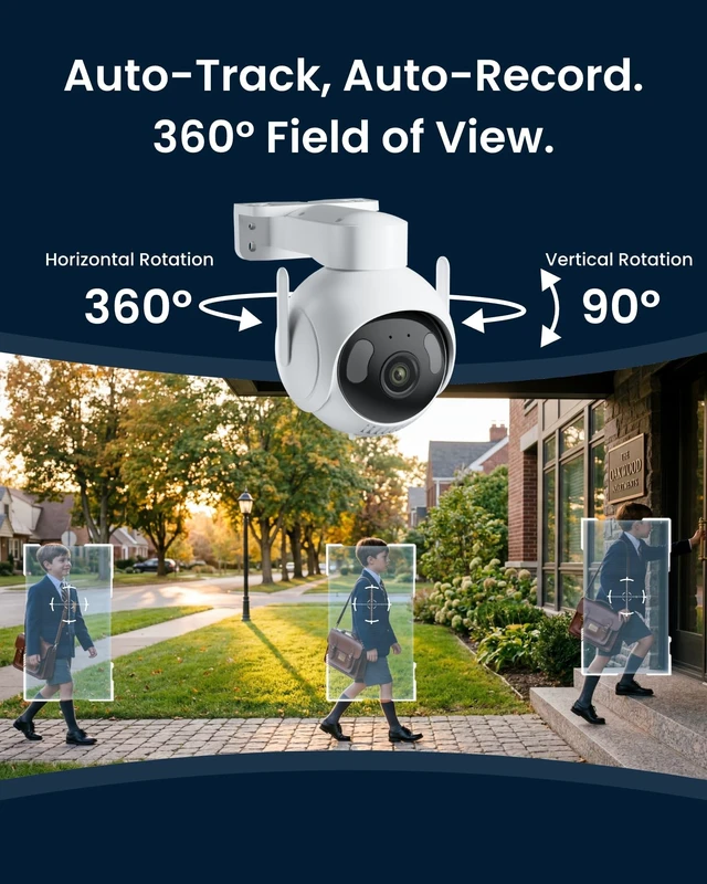 Alt view image 5 of 5 - SwitchBot 3K PTZ Outdoor Security Camera, AI Video Search, Scene Alert & Daily Activity Report, 360 Auto Tracking, 5MP, 2.4GHz WiFi, Compatible with Alexa, Google, HA Through RTSP