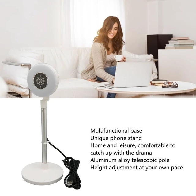 Alt view image 3 of 5 - Anu Limen & Phone Holder, 1080P Built in Microphone Autofocus Multifunctional 3 Adjustable Light Modes Retractable Pole USB Webcam for Online Course(White)