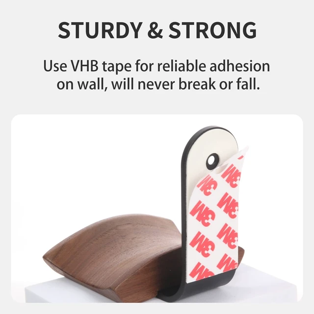 Alt view image 4 of 5 - Walnut Wood Headphone Wall Mount, Wide Curved Headband Support (2 Pack)