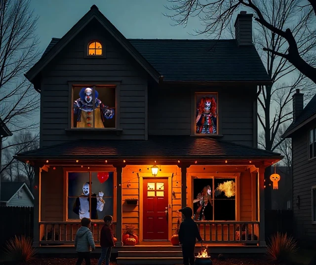 Alt view image 4 of 5 - AtmosFX Creepy Clowns Digital Decoration on USB Includes 17 Atmosfx Video Effects for Hallloween