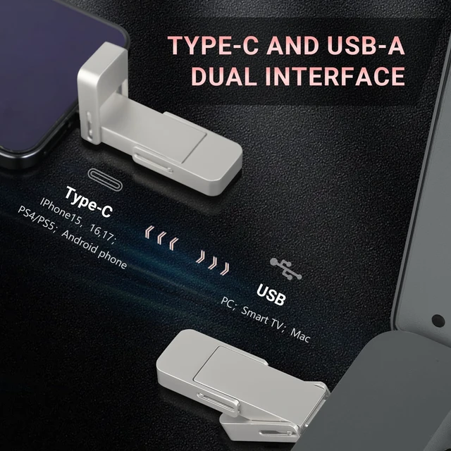 Alt view image 4 of 5 - 256GB 550MB/S USB C Flash Drive,2-in-1 Type C+ USB A 3.2 Gen2 Thumb Drive