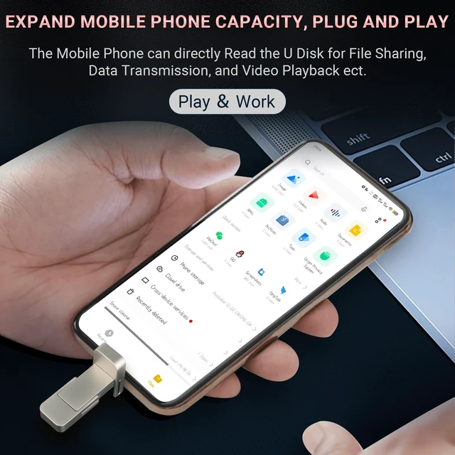 Alt view image 5 of 5 - 256GB 550MB/S USB C Flash Drive,2-in-1 Type C+ USB A 3.2 Gen2 Thumb Drive