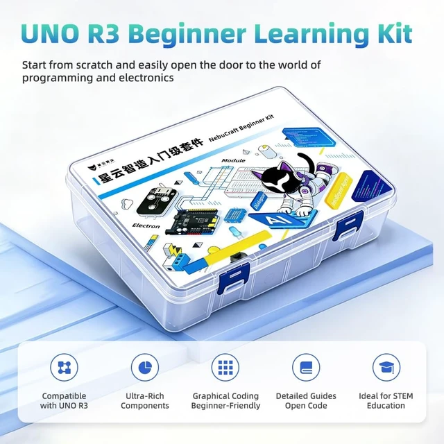 Alt view image 2 of 5 - NebuCraft UNO R3 STEAM Starter Kit, Full Electronic Components for Circuit Experiments, Compatible with Arduino IDE