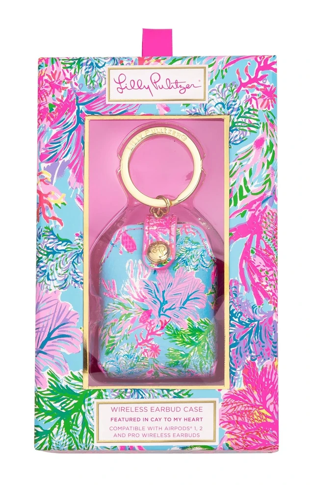 Alt view image 2 of 2 - Lilly Pulitzer Leatherette Headphone Holder, Cute Keychain Case with Access to Charging Port, Cay to My Heart