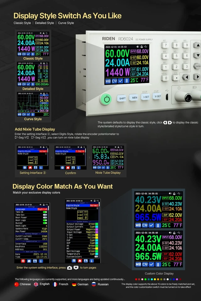Alt view image 3 of 5 - RD RD6024W 60V 24A 1140W@ 110VAC Step Down Regulated Lab Power Supply Whole Set not Assembled