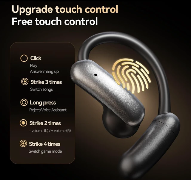Alt view image 4 of 5 - OceanSounds Open Ear Headphones with Swappable Battery, Bluetooth 5.4 Wireless Ear Hook Headphones, Secure Fit for Running, Workout, Cycling and Outdoor Activities