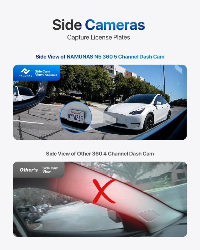 Alt view image 2 of 5 - 5 Channel 2K 360 Dash Cam, Modular Adjustable Side Cams for License Plate Visibility, STARVIS & STARVIS 2 Front & Rear, Parking Mode, G-Sensor, GPS, 5G WiFi, App, Free 128GB High Speed Card + Acc Kit