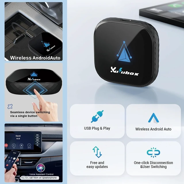 Alt view image 2 of 5 - Android Auto Wireless Adapter for Car, Android Auto Dongle Plug & Play Easy Setup Supports Voice Assistant Low Latency, Online Update Auto,Connect for 2016+ Cars