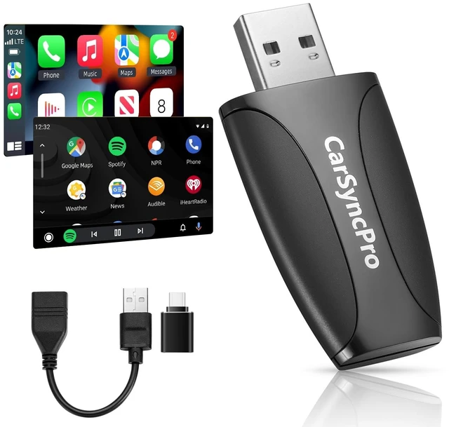 Main image of Wireless CarPlay & Android Auto Adapter - Fast & Stable Connection, Plug & Play, Universal Fit for iOS 10+/Android 11+, Transform Your Wired System to Wireless with Type-C/USB-A for 800+