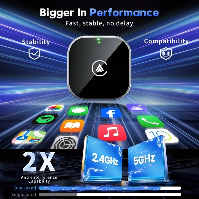 Alt view image 3 of 5 - 2-in-1 Wireless CarPlay and Android Auto Adapter, 2026 Upgraded Wired to Wireles s Converter, Wireless CarPlay Adapter for Apple iPhone & Android,Plug-and-Play, Stylish and Compact Desig