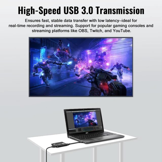 Alt view image 4 of 5 - HDMI Video Capture Card 1080P 60FPS, USB 3.0 Game Capture Device