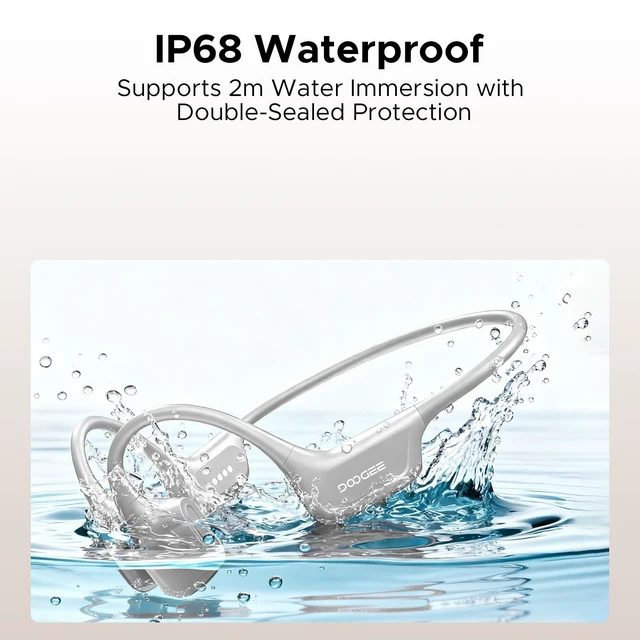 Alt view image 4 of 5 - DOOGEEEco Bone Air Swim Bone Conduction Headphones Open Ear Wireless Waterproof Headphones 64GB IP68 Dual Conduction Headphones 8H Playtime Open Ear Sports Headphones for Cycling Swiming - LGra