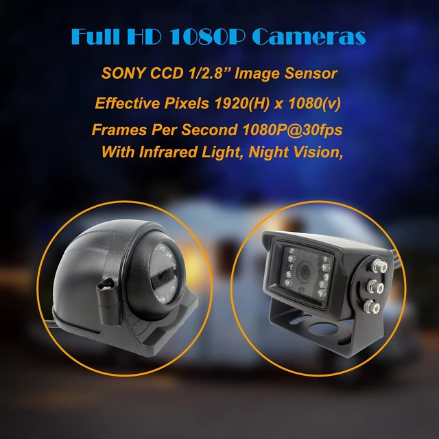 Alt view image 4 of 5 - CAMSLEAD 9 inch Screen 1080P Backup Camera System with Wired, DVR Recorder, Quad Split Screen, Car Monitor + 2X Waterproof Reversing Cameras + 2X Safety Sides Camera, for Camper, Trailers, Truck, RV
