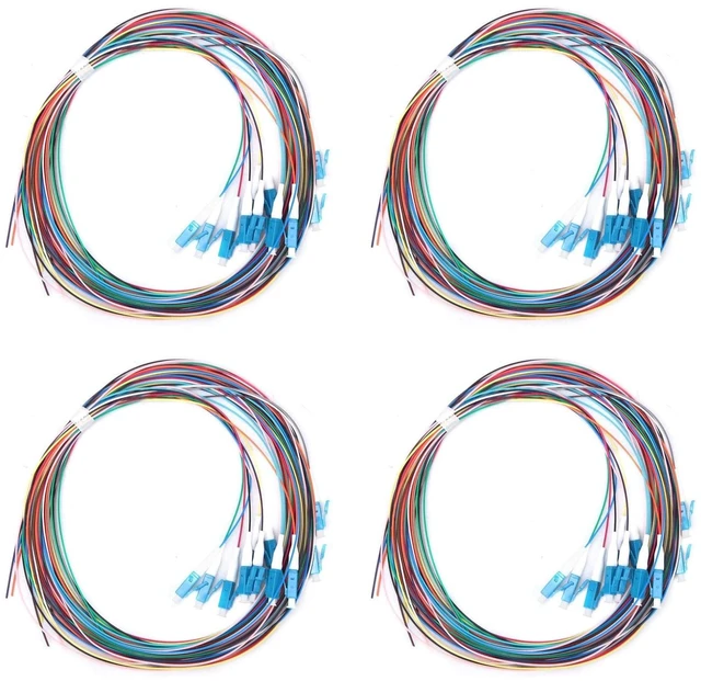 Main image of 4 Sets 12-Strand LC/UPC Fiber Optic Pigtail, OS2 Single Mode 9/125m 1.5M, Bundled Yellow PVC Jacket, TIA-598 Color-Coded 0.9mm Tight Buffer, Imported Ceramic Ferrule, for ODF FTTH Data Center CATV