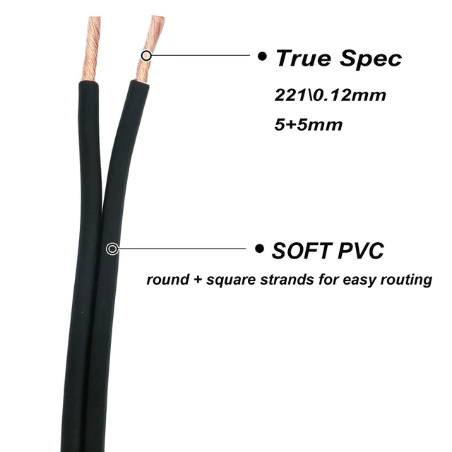 Alt view image 2 of 5 - Sinus Live 12AWG Gauge Speaker Cable Speaker Wire Black 50FT 100FT (12GA-100FT),Elastic PVC, Great Use for Car Speakers Stereos, Home Theater Speakers, Surround Sound, Radio