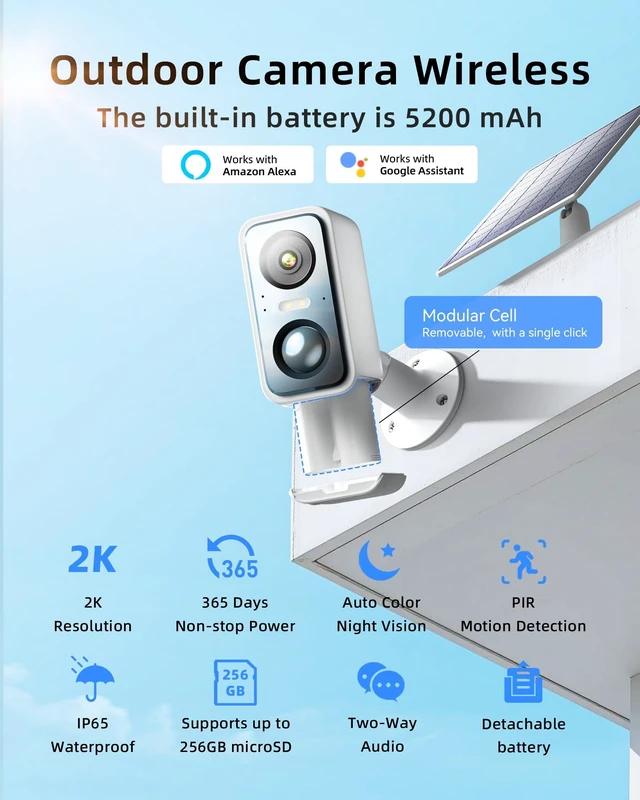 Alt view image 2 of 5 - Andyssey 3MP Security Camera Wireless Outdoor for Home Security,Only 2.4GHz