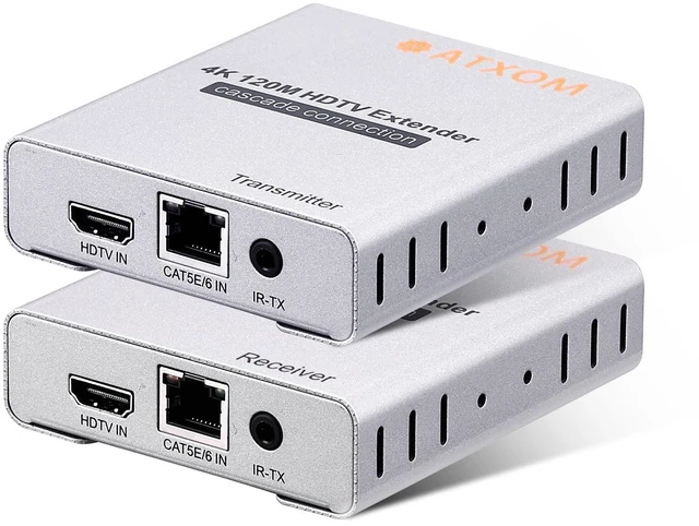 Main image of ATXOM 4K HDMI Extender Over Single Cat5E/6/7 Ethernet LAN Cable Up to 230ft, Supports IR, HDCP, RS232 and PoC