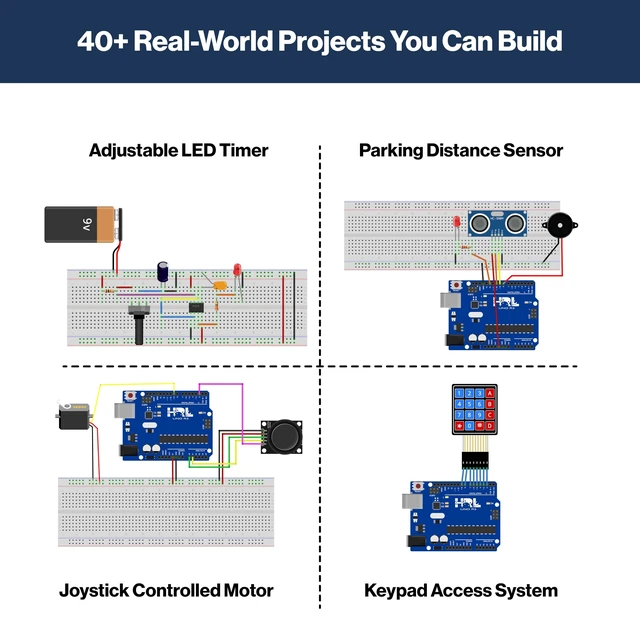 Alt view image 3 of 5 - Horizon Uno Electronics Starter Kit with Video Lessons Arduino-Compatible Board, Sensors, LEDs, Servos & More Learn Electronics & Coding for Beginners