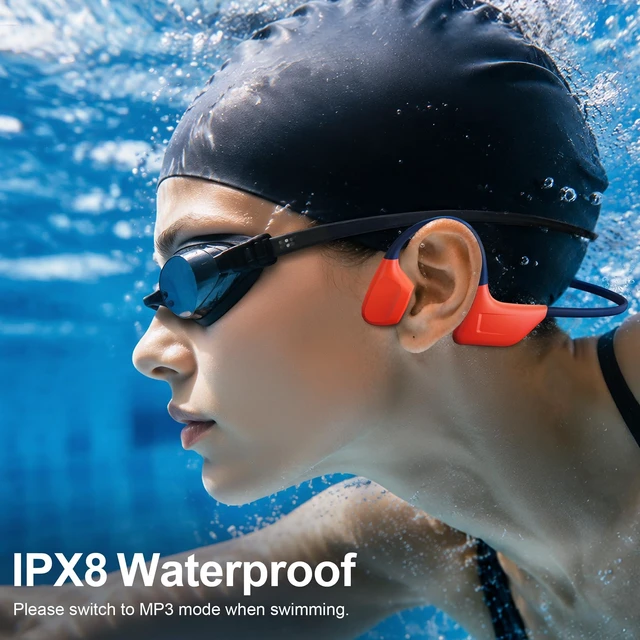 Alt view image 2 of 5 - STANDGOOD Bone Conduction Headphones, Open-Ear Swimming Headphones Orange