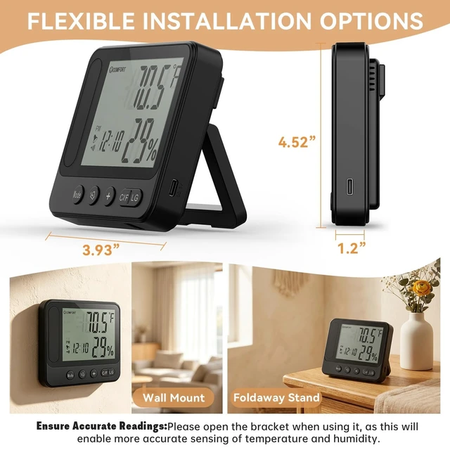 Alt view image 4 of 5 - MEBAO 4K WiFi Hidden Camera Clock with Hygrometer & Thermometer