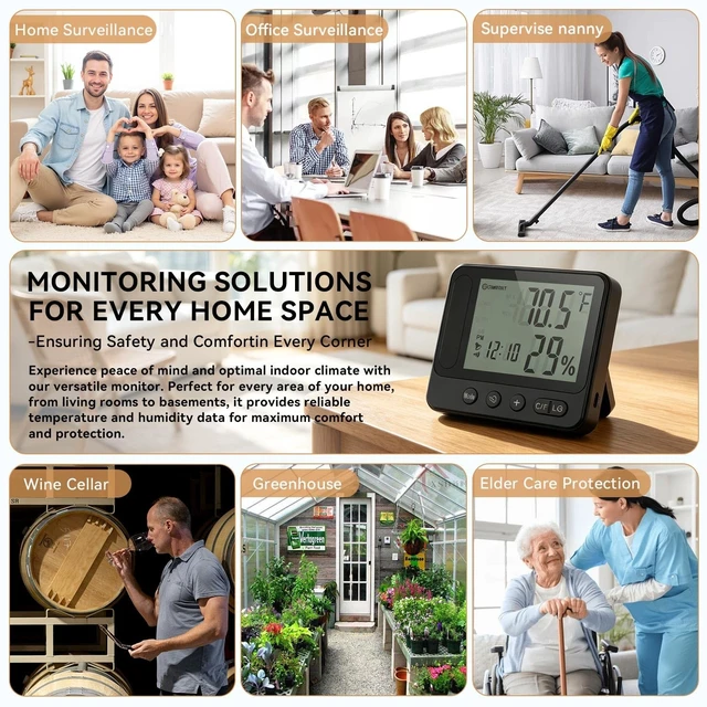 Alt view image 5 of 5 - MEBAO 4K WiFi Hidden Camera Clock with Hygrometer & Thermometer