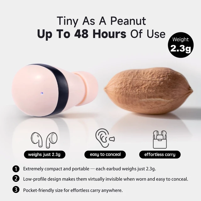 Alt view image 3 of 5 - Kibubu Air 10 Mini Wireless Sleep Earbuds with LED Display & Charging Case 42 dB Noise Cancellation, Ultra-Mini & Invisible Fit, Ultra-Light 2.3 g Each,Side-Sleeper Comfort, 25H Playtime (Whit