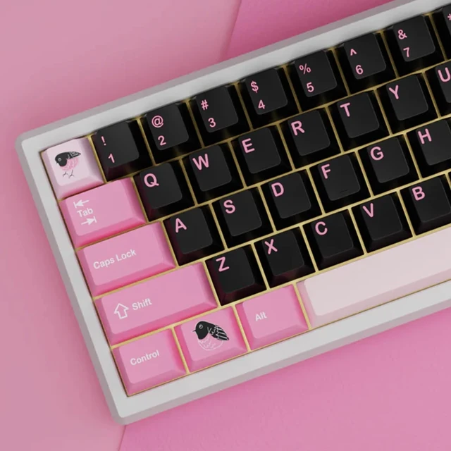 Alt view image 3 of 5 - KeebsForAll kfaPBT Pink Robin Set for Mechanical Keyboard, Pink Robin Bird Themed keycaps, 164 Keys Set Custom Keycap Set, Cherry Profile, Compatiable with 100%, 75%, 65%, 60% Keyboards