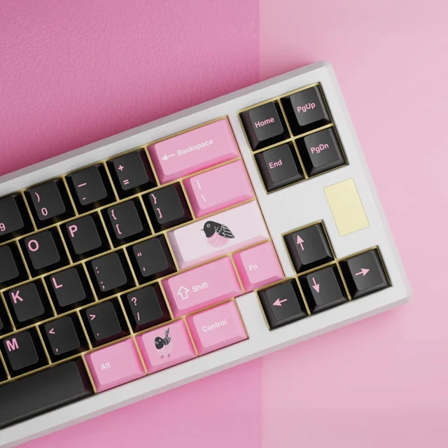 Alt view image 4 of 5 - KeebsForAll kfaPBT Pink Robin Set for Mechanical Keyboard, Pink Robin Bird Themed keycaps, 164 Keys Set Custom Keycap Set, Cherry Profile, Compatiable with 100%, 75%, 65%, 60% Keyboards