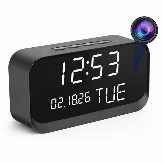 Main image of Aivisee Clock Camera Nanny Cam with 1080P HD Video, AI Motion Detection, Night Vision, Dual-Band 2.4/5GHz WiFi, Bluetooth Setup, Local & Cloud Storage, Indoor Security Camera for Home & Office
