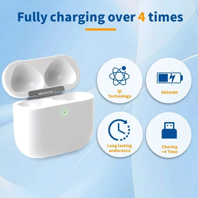 Alt view image 2 of 5 - Charing Case for Air Pods 4 Charging Case Replacement Only with Air Pod 4th Generation Charger Cases Bluetooth Sync Pairing Button Support Wired Wireless, Without Earbuds