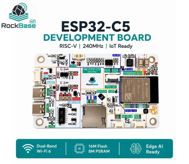 Alt view image 3 of 5 - RockBase NM-CYD-C5 ESP32-C5 Development Board, 2.8" Touchscreen, Dual-Band Wi-Fi 6, Built-in ESP-Claw AI Smart Frame, Compatible with Arduino