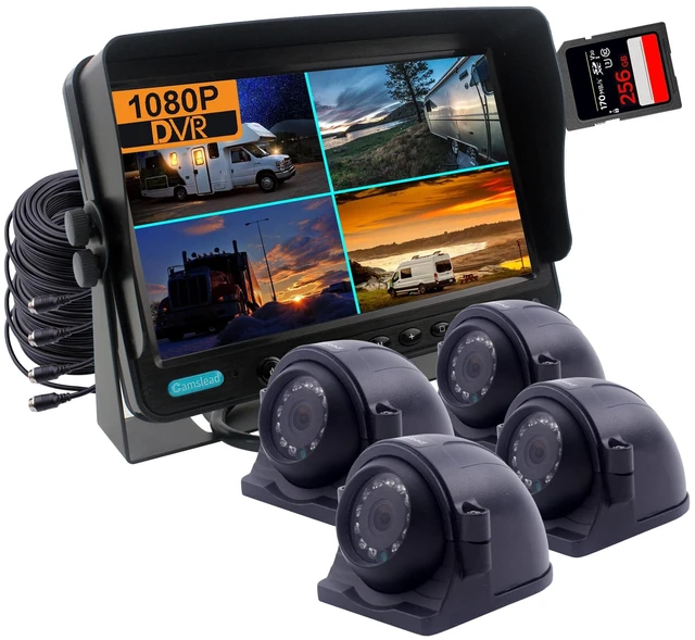 Main image of CAMSLEAD 9" Car Monitor 1080P Rear View Camera System with Wired, HD DVR Recorder, 4 Channel Input, Quad Split Screen, 4X Waterproof Heavy Duty Backup Camera Side Cameras, Waterproof, Night Vision