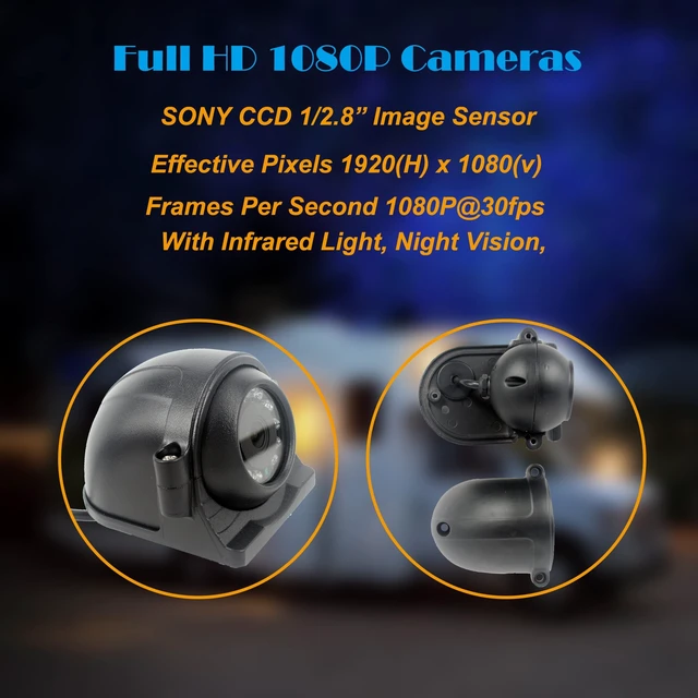 Alt view image 4 of 5 - CAMSLEAD 9" Car Monitor 1080P Rear View Camera System with Wired, HD DVR Recorder, 4 Channel Input, Quad Split Screen, 4X Waterproof Heavy Duty Backup Camera Side Cameras, Waterproof, Night Vision