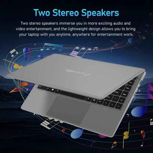 Alt view image 6 of 7 - Auusda 14.1'' FHD Laptop, Quad-Core, 8GB RAM, 256GB SSD, Win11 Pro, Mini HDMI, Dual-Band WiFi, Bluetooth, Webcam, Lightweight Notebook, Student & Business, 2-Year Warranty, Gray