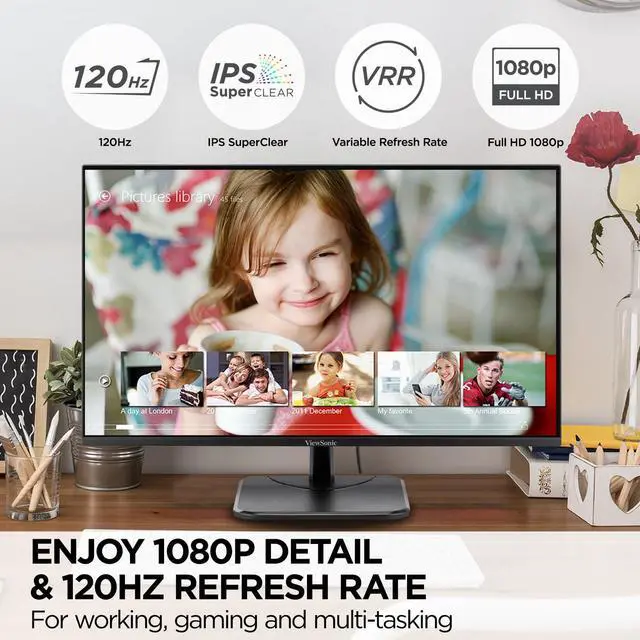 Alt view image 18 of 20 - ViewSonic VA2456A-MHD 24 Inch IPS 1080p Monitor with 120Hz, Eye Care, HDMI, DisplayPort, and VGA Inputs for Home and Office