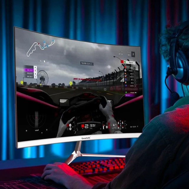 Alt view image 6 of 7 - 24.5 Inch Gaming Curved Monitor Built-in Speakers, 3000R 120Hz White PC Screen Full HD 1080P, HDMI 2.0, VGA, Wall Mount Compatible 75 * 75mm