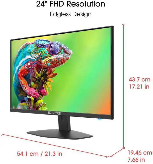 Alt view image 13 of 13 - Sceptre New 24-inch Gaming Monitor 100Hz 1ms DisplayPort HDMI x2 100% sRGB AMD FreeSync Build-in Speakers, Eye Care Frameless Machine Black 2024 (E248W-FW100T)