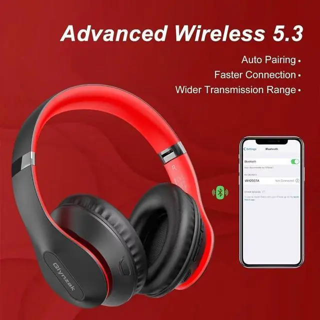 Alt view image 4 of 7 - Wireless Bluetooth Headphones Over Ear 65H Playtime HiFi Stereo Headset with Microphone and 6EQ Modes Foldable Bluetooth V5.3 Headphones for Travel Smartphone Computer Laptop