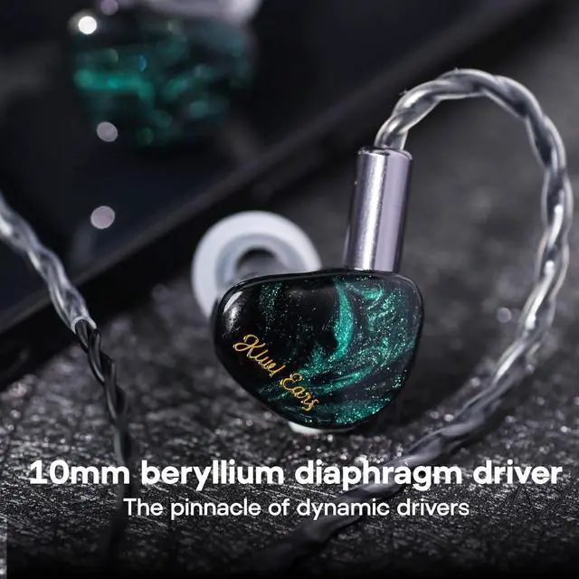 Alt view image 4 of 7 - Linsoul Kiwi Ears Cadenza 10mm Beryllium Dynamic Driver IEM 3D Printed with Detachable Interchangeable Plug 0.78 2pin 3.5mm IEM Cable for Musician Audiophile (Green)